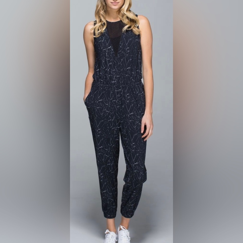 lululemon athletica Black Printed Sleeveless Jumpsuit
